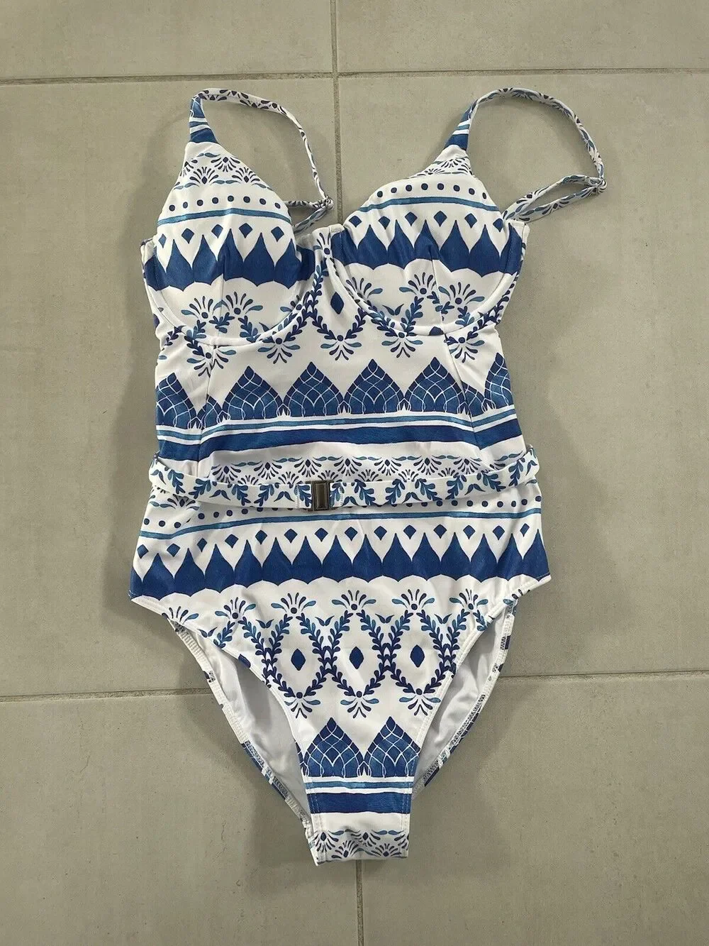 Kenny Flowers Swim One Piece Swimsuit Belted Espana Swimwear ML Beach Summer